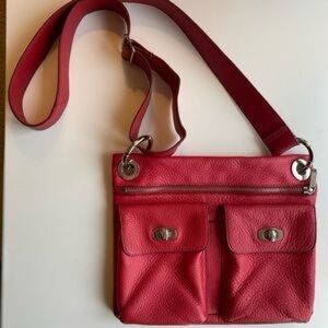 Red Danier Leather Crossbody Travel Bag